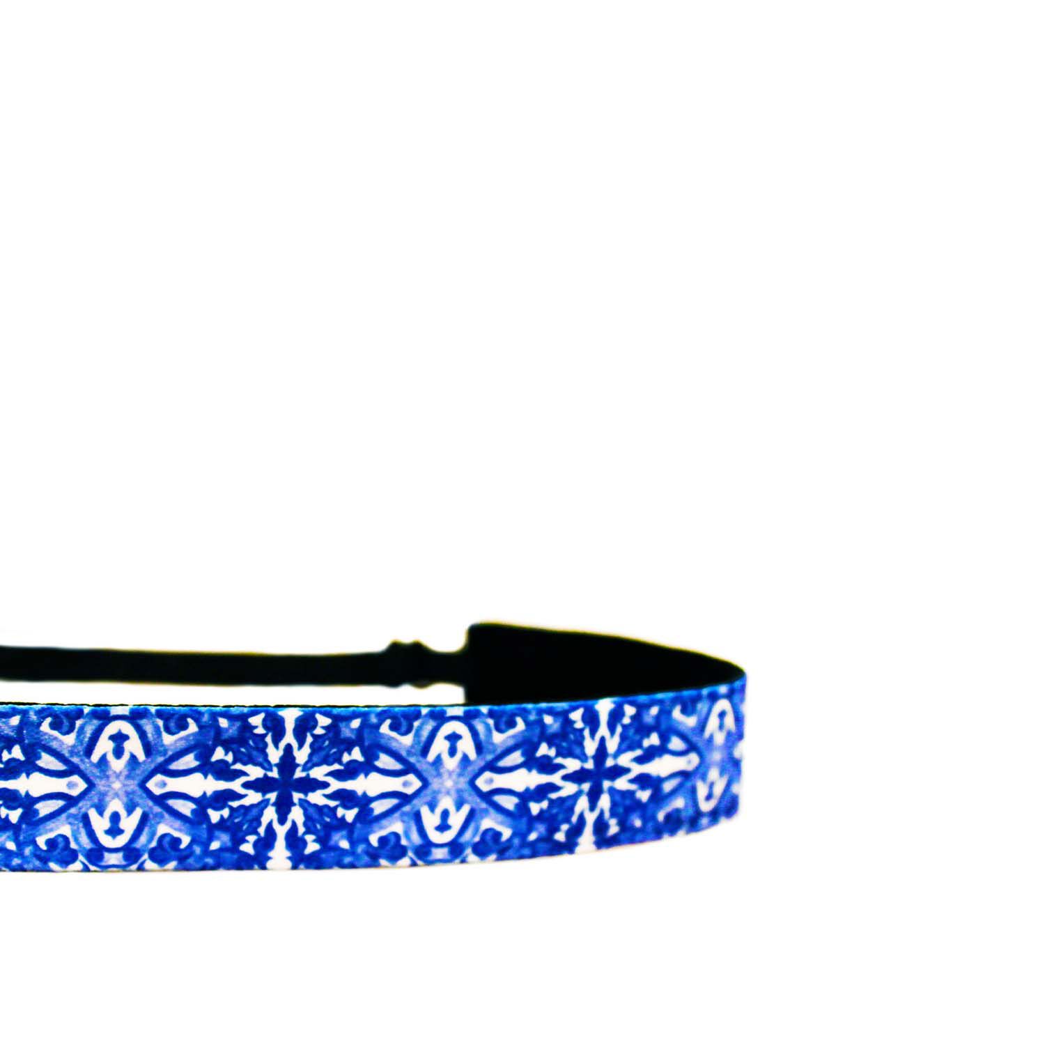 Print Adjustable Headband - Mediterranean Blues